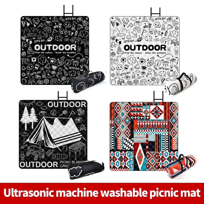 Outdoor Camping Portables Picnic Mat Lawn Mat Thickened Moisture-Proof Camping Mat Aluminum Film Base Machine Washable