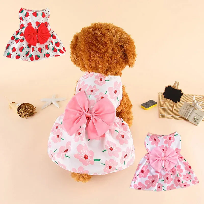 Puppy Skirt Spring Summer Dog Princess Dress Pet Skirt Cute Dog Dress Bow Lace for Small Medium Puppy Poodle Chihuahua Dog Cloth