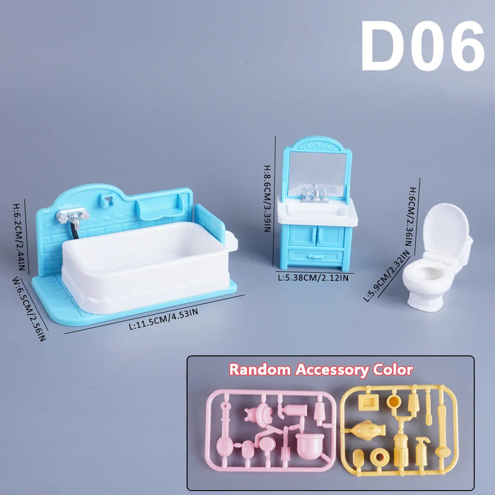 1:12 Miniature Furniture Forest Family Kitchen Toy Dining Table Dollhouse Accessories Bathroom Pretend Play For Girl Gifts Toys