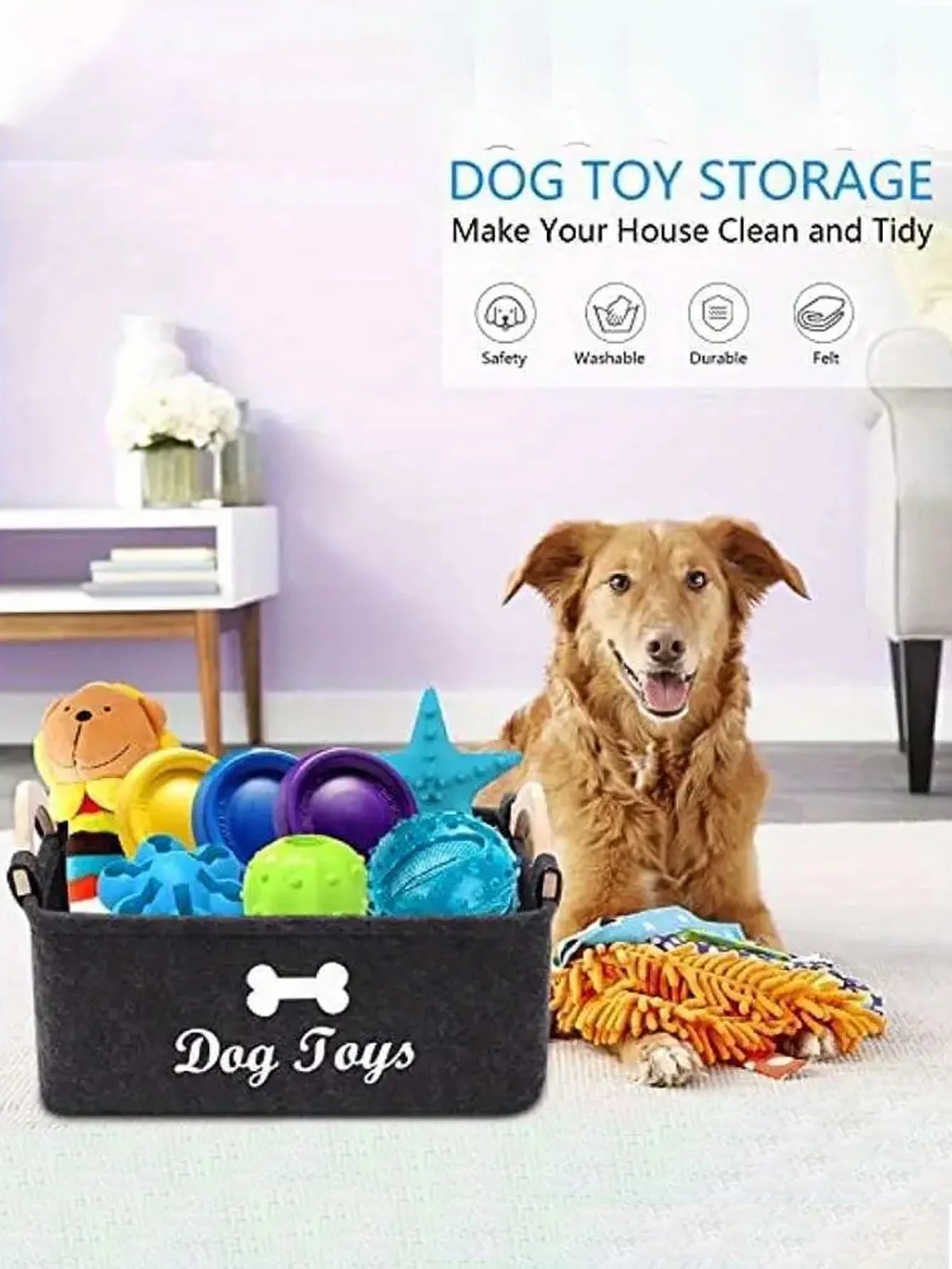 Pet Toy Box Felt Cat and Dog Toy Box Personalized Toy Organizer Box Toy Storage Box Clothes Storage Box Collar Storage