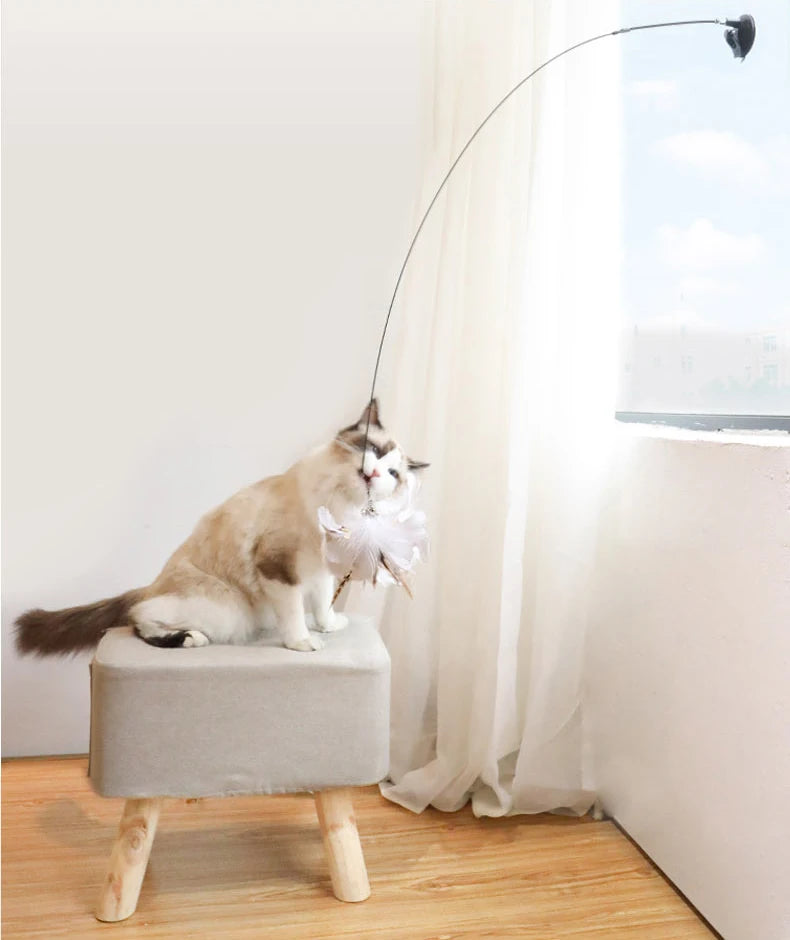 Simulation Bird interactive Cat Toy Funny Feather Bird with Bell Cat Stick Toy for Kitten Playing Teaser Wand Toy Cat Supplies