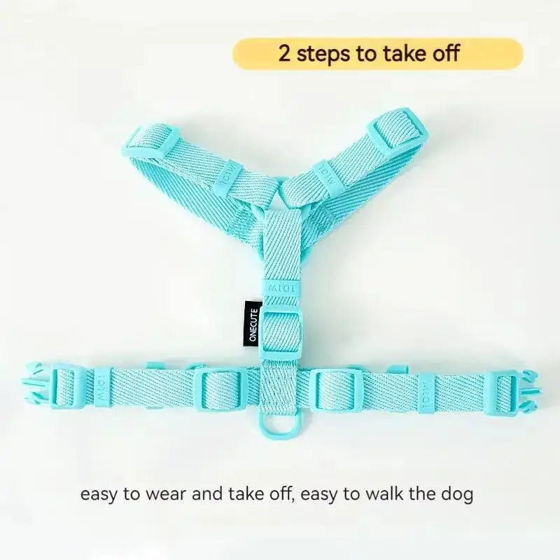 Adjustable Puppy Harness Set, Reflective Dog Collar & Leash for Small Dogs 2-6kg, Macaron Color Cat Safe Walking Gear