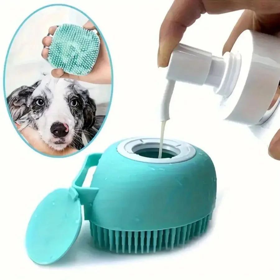 1pcs Soft Dog Bath Brush - Gentle Massage with Shampoo Dispenser - Efficient Cat Grooming Brush for a Paws-itive Cleanin