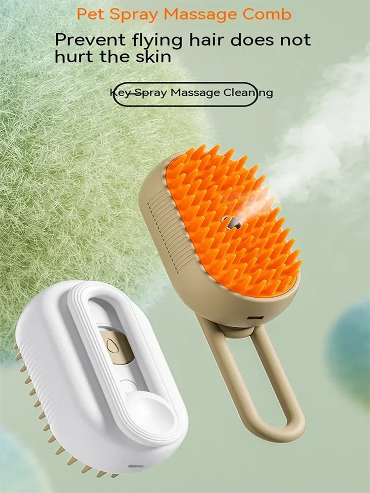 Cepillo masajeador con pulverizador de vapor para gatos y perros, plegable, giratorio y flotante, para depilación y baño.