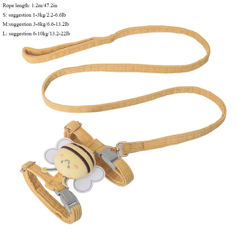 Pet chest and back lightweight cat chest and back fashionable cute little bee chest and back dog out door traction rope