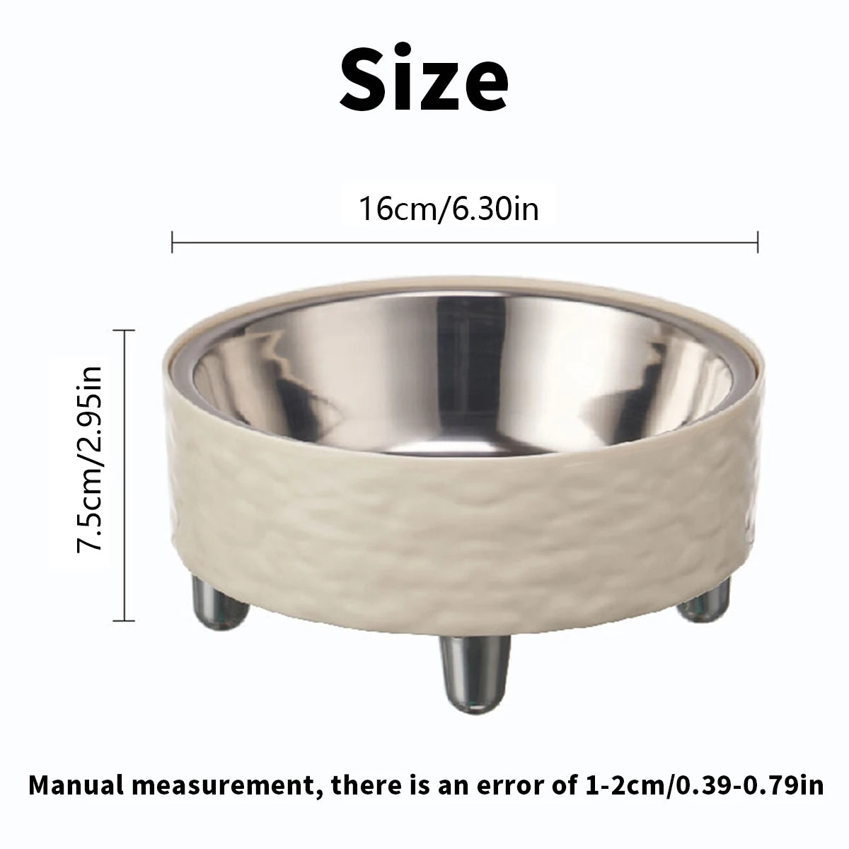 A water ripple high-foot pet bowl, stainless steel dog bowl, stylish and simple feeding and water feeding neck cat bowl, indoor