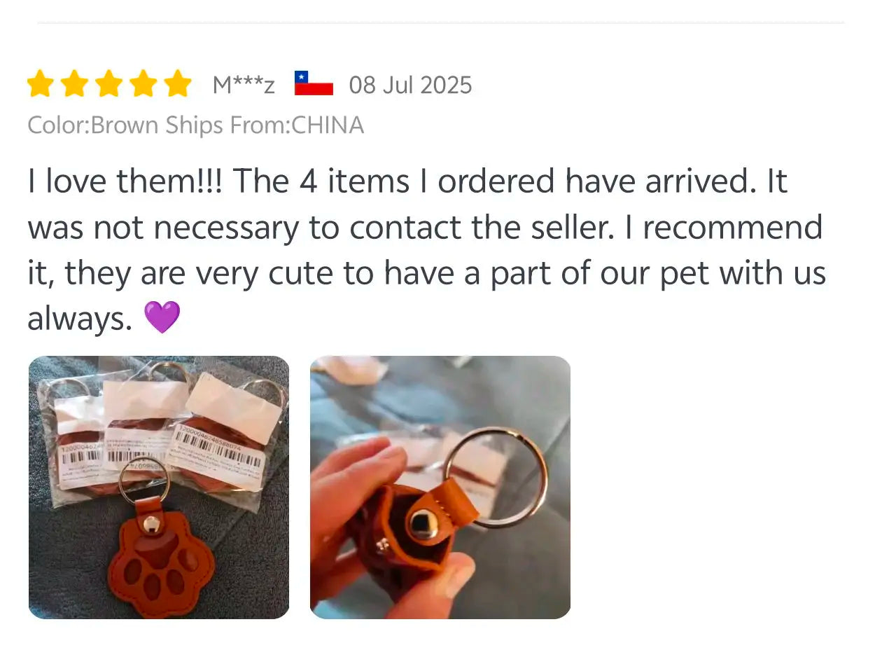 Memorial Leather Pet Hair Storage Bag Cat Paw Keychain Multifunctional Portable Keychain