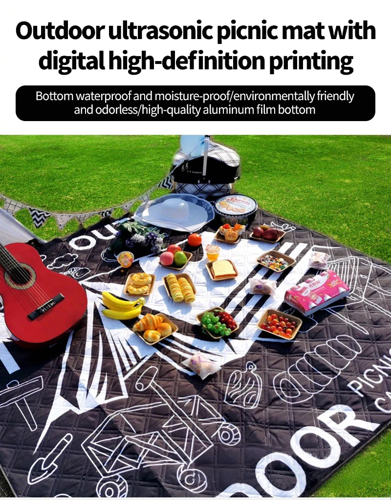 Outdoor Camping Portables Picnic Mat Lawn Mat Thickened Moisture-Proof Camping Mat Aluminum Film Base Machine Washable