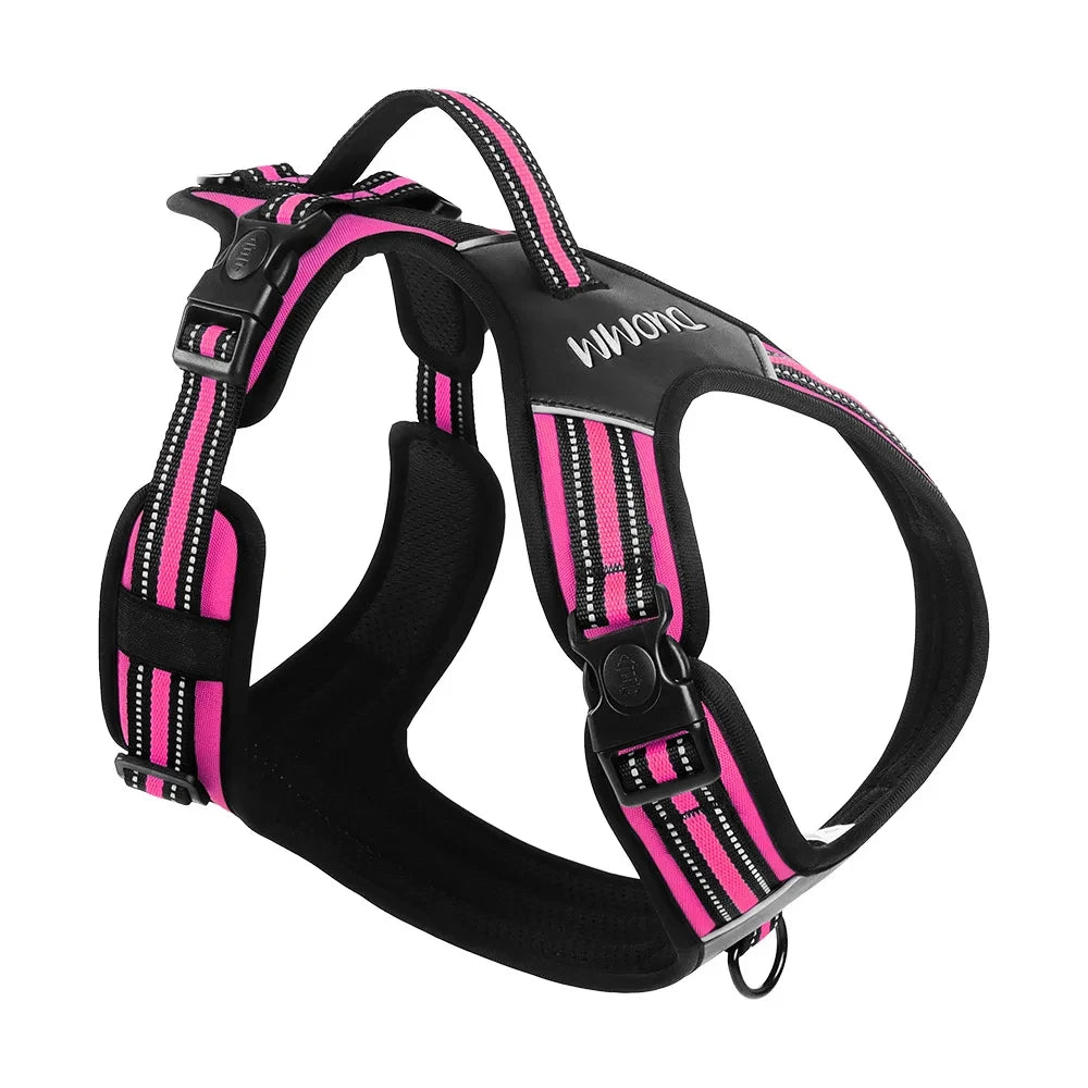 Dog Harness,No Pull Harness,Reflective No-Choke Pet PU Vest,Adjustable Soft Padded Pet Vest with Handle for Small To Large Dogs