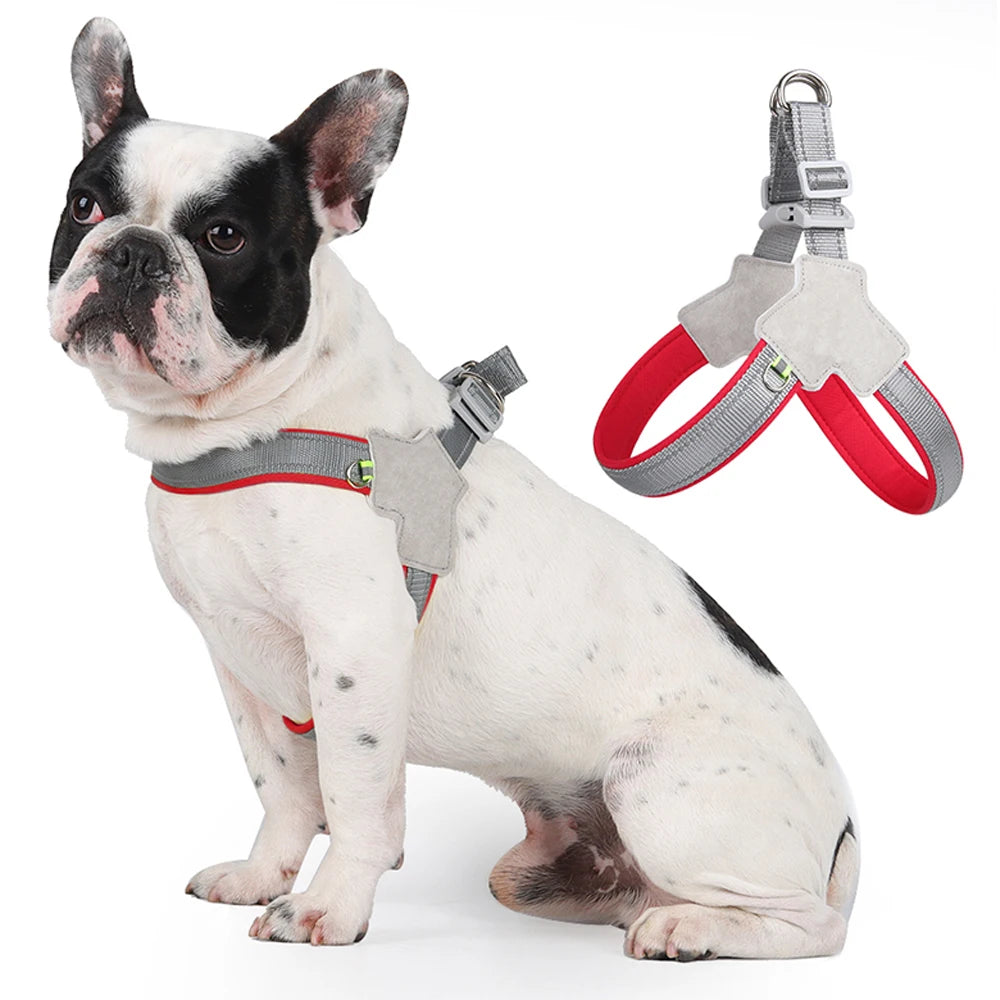 Pet Harness Reflective Outdoor Puppy Chest Strap With D-Ring For Small Dogs Cats Breathable Adjustable Vest Bulldog Supplies