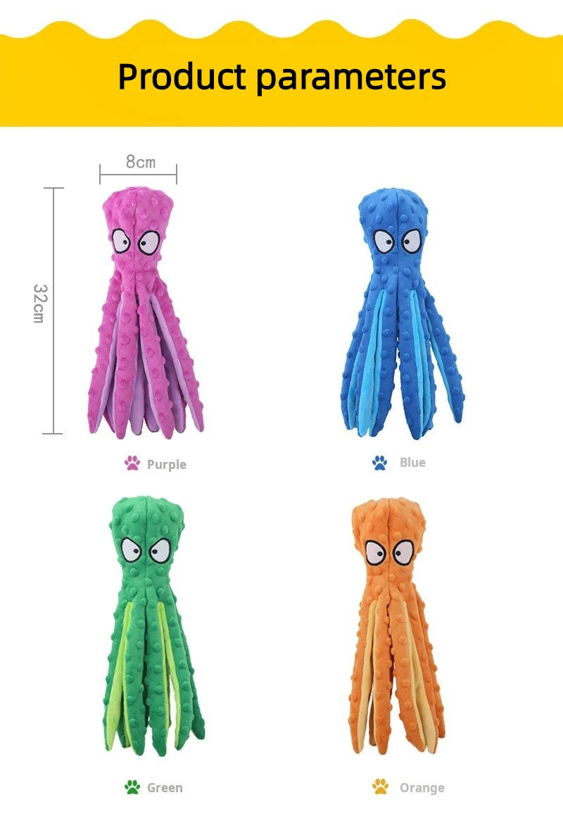 Pet Plush Toy Octopus Dog Interactive Toy Indestructible Bite Resistant Sound Puppy squeaky Octopu Dogs Rattle For Toys Supplies