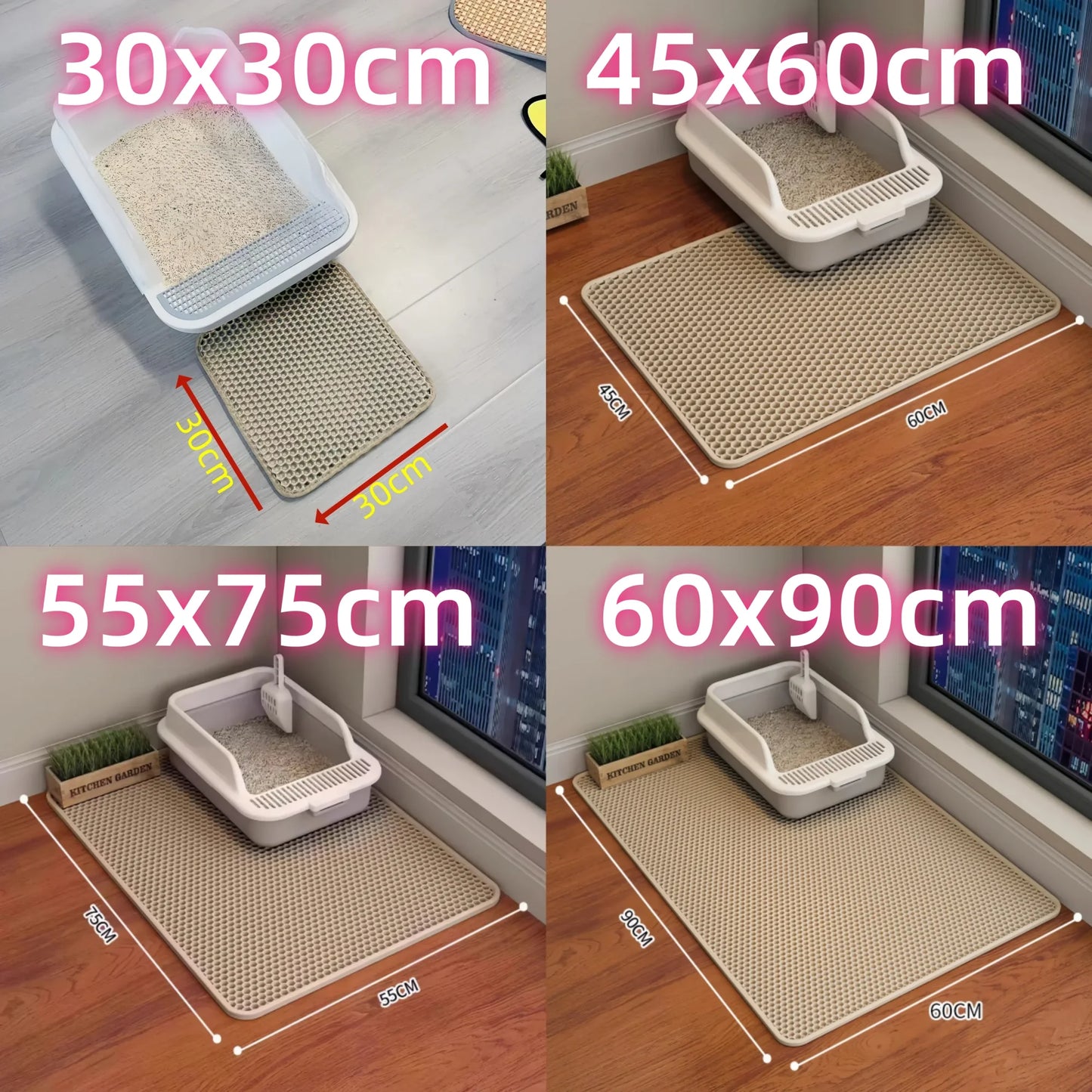 Alfombrilla grande para arena de gatos, impermeable, de doble capa, antideslizante, lavable, duradera, para entrenamiento de baño de mascotas