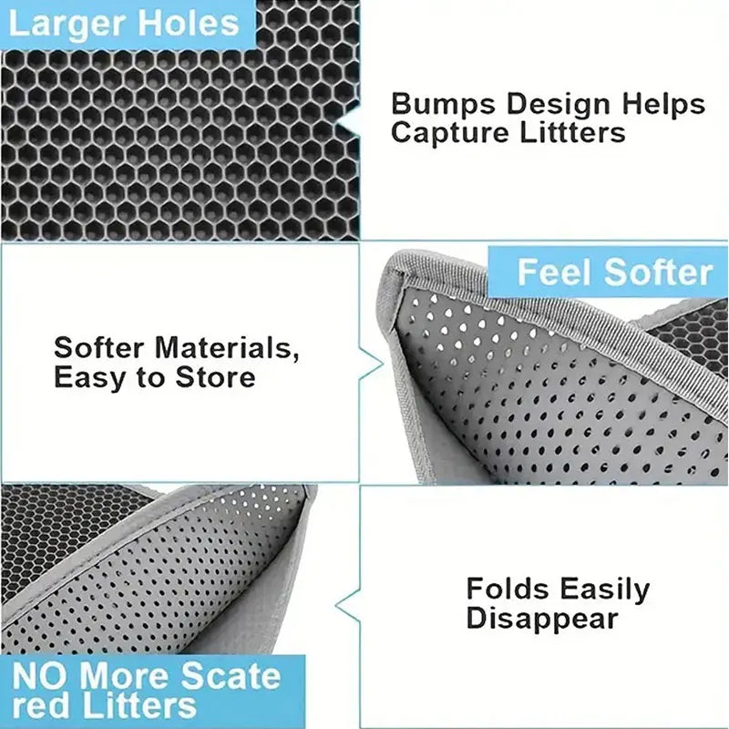Alfombrilla impermeable de doble capa para arena de gatos, alfombrilla para caja de arena, almohadilla de limpieza, productos para gatos, accesorios.