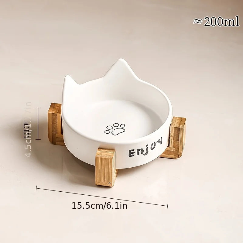 Ceramic Raised cat bowl Anti Rollover Cat Feeder for Small Dogs cats Round Pet Water Bowl Pet Supplies