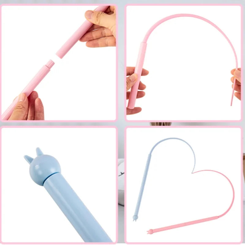 Silicone Cat Teaser Stick Simulation Mouse Tail Cat Interactive Bite Resistant Toy,Durable To Bite, Highly Entertaining