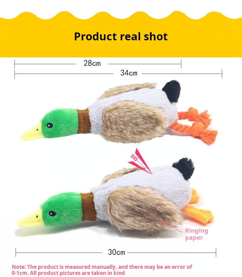 Plush Green Head Duck Squeaky Toy Realistic Wild Duck Design Chew-Resistant Durable Dog Toy for Puppies Interactive Pet Supplies
