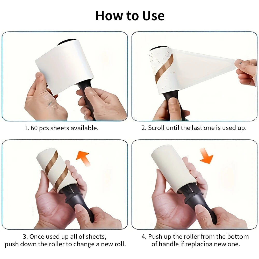 Sticky Lint Roller for Pet Hair Extra-Sticky Lint Roller for Dog Cat Hair Removal Clothes Furniture Cleaning Household Accessory