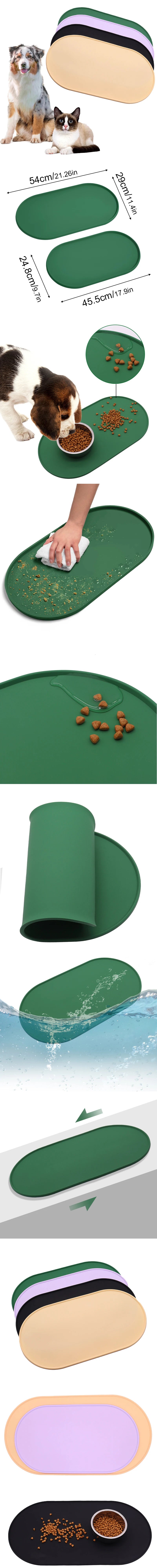Dog Feed Mats Easy to Clean Non-Slip Pet Feeding Water Supplies Silicone Pet Bowl Mat Placemat Waterproof Prevent Spills