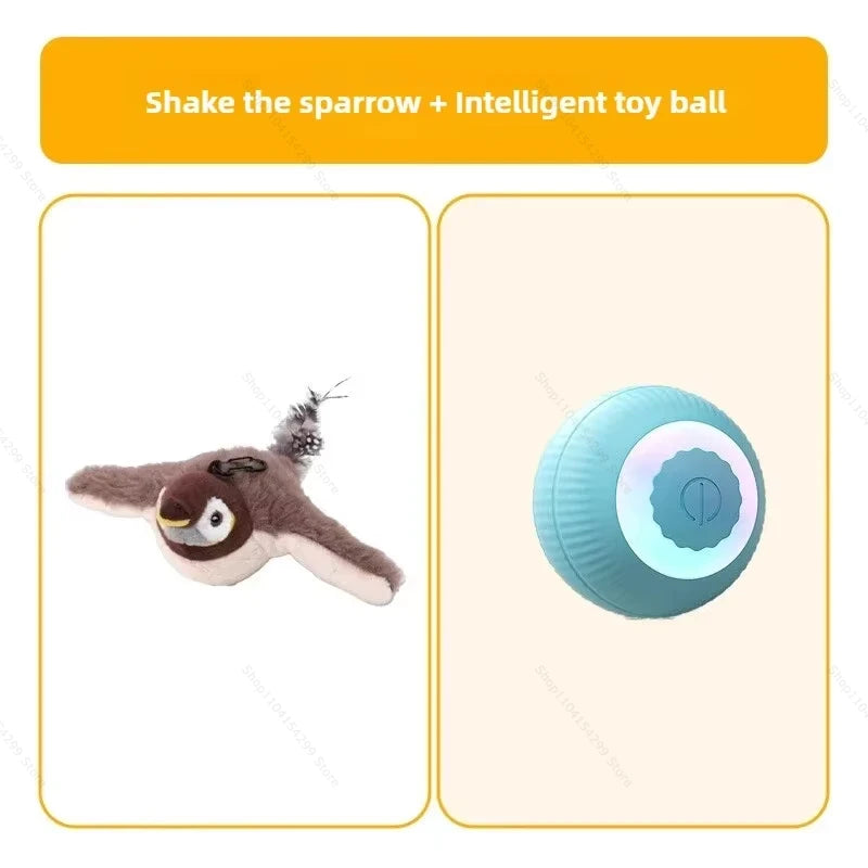 Juguetes interactivos para gatos, pájaro volador recargable, juguete para gatos que canta y aletea (sin volar), se puede agregar hierba gatera, juguete de peluche activado al tacto.