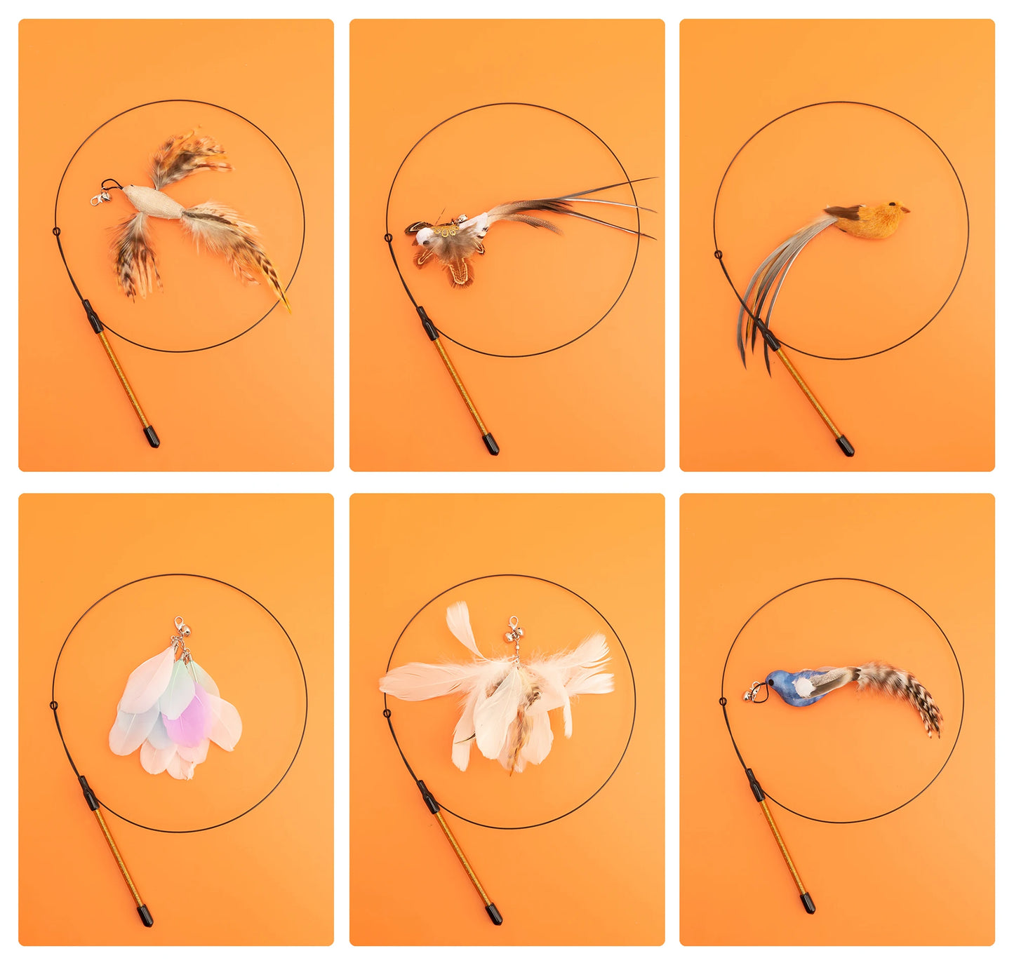 Simulation Bird interactive Cat Toy Funny Feather Bird with Bell Cat Stick Toy for Kitten Playing Teaser Wand Toy Cat Supplies