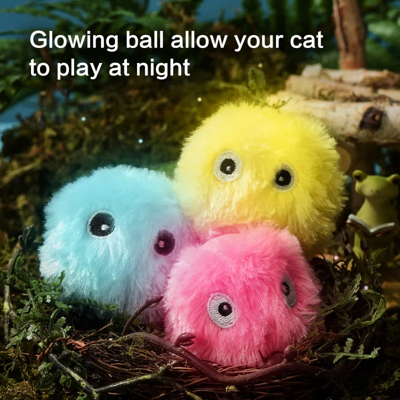 Pelota interactiva inteligente para gatos, juguete de peluche eléctrico con hierba gatera para entrenamiento, juguete con sonido táctil para mascotas, pelota de juguete con chirrido.