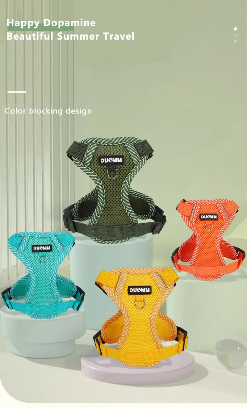 Pet Dogs Harness Comfortable Breathable Chest Back Straps for Small and Medium-sized Dogs Cats Pets Outdoor Reflective Harnesses