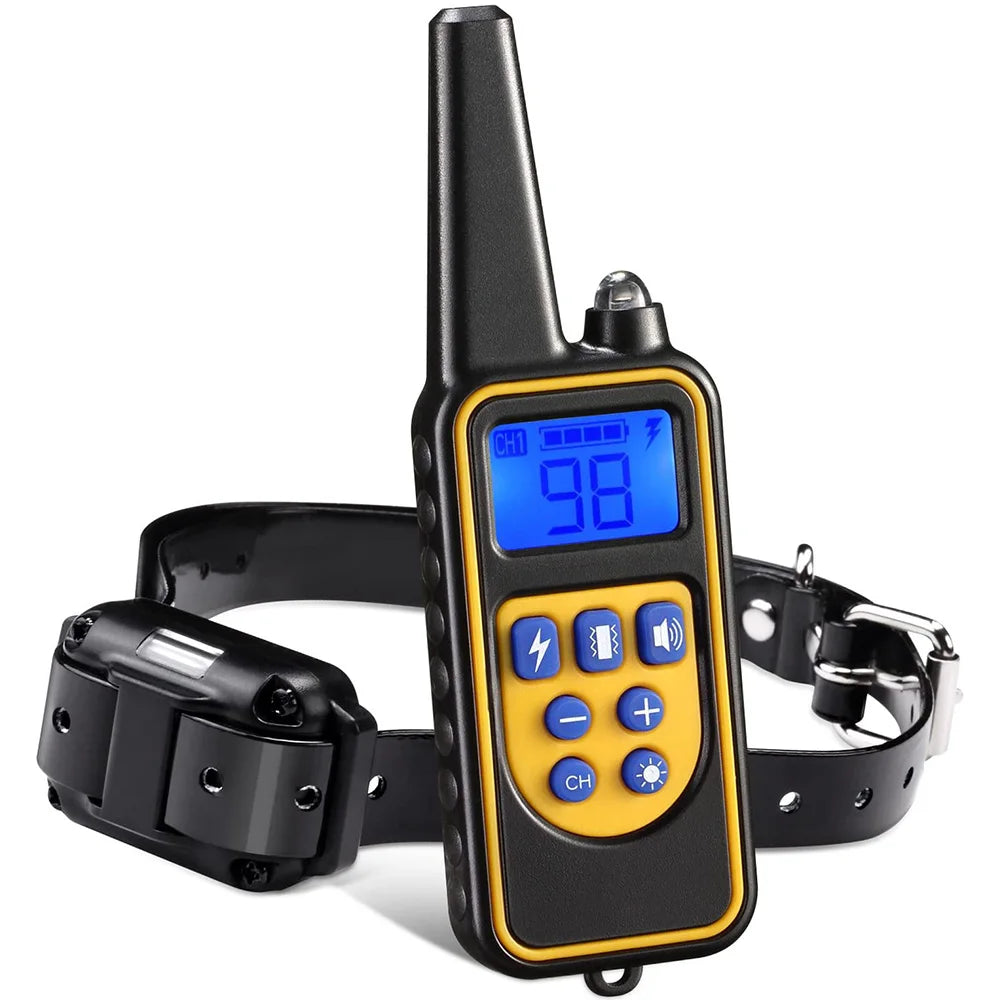 Electric Dog Training Collar Rechargeable Anti Barking Shock Vibration Collar Waterproof Trainer for All Dogs Pet with Clicker