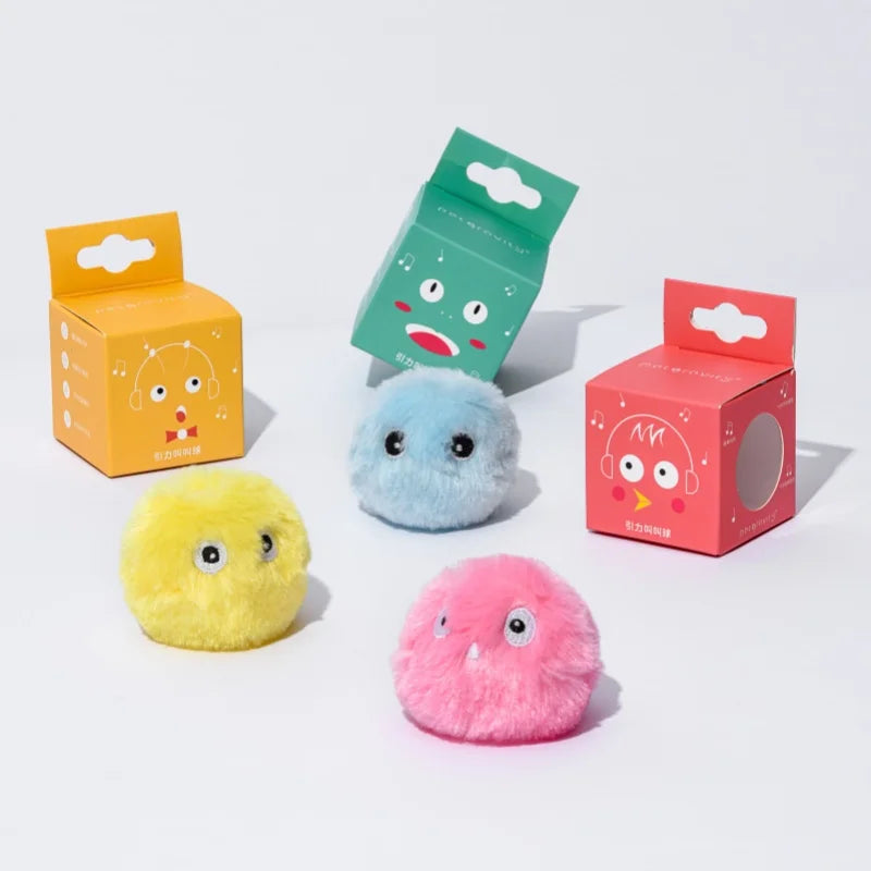 Pelota interactiva inteligente para gatos, juguete de peluche eléctrico con hierba gatera para entrenamiento, juguete con sonido táctil para mascotas, pelota de juguete con chirrido.