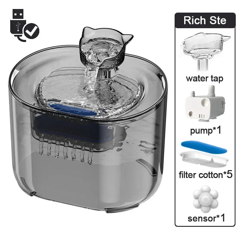 Cat Fountain Pets Water Fountain Cats Dispenser Auto Filter USB Electric Mute Cat Drinker Bowl Recirculate Filtring Drinker