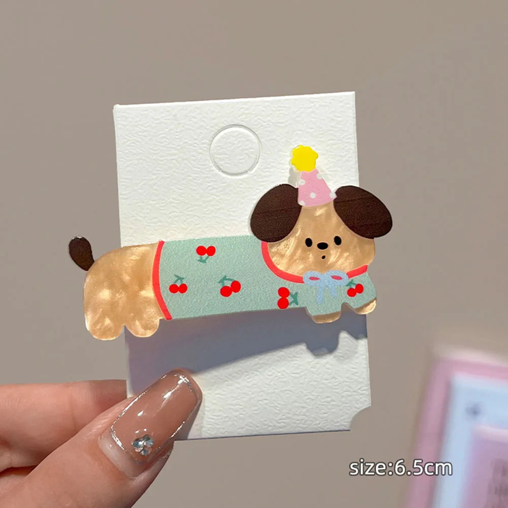 Cartoon Cute Puppy Headwear kitty Hair Clip Acrylic Christmas Hairpins Sweet Animal Bangs Clip For Girls Hair Accessories