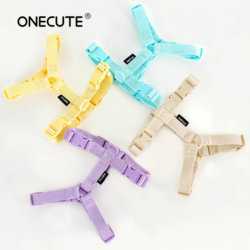Adjustable Puppy Harness Set, Reflective Dog Collar & Leash for Small Dogs 2-6kg, Macaron Color Cat Safe Walking Gear