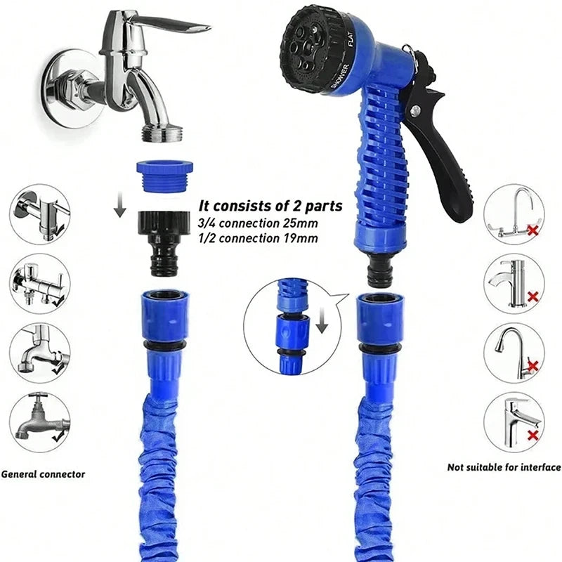 7Water Spraying Functions, Expandable Magic Hose, High-Pressure Car Wash, Water Gun Home Garden Watering Hose pet cat dog shower