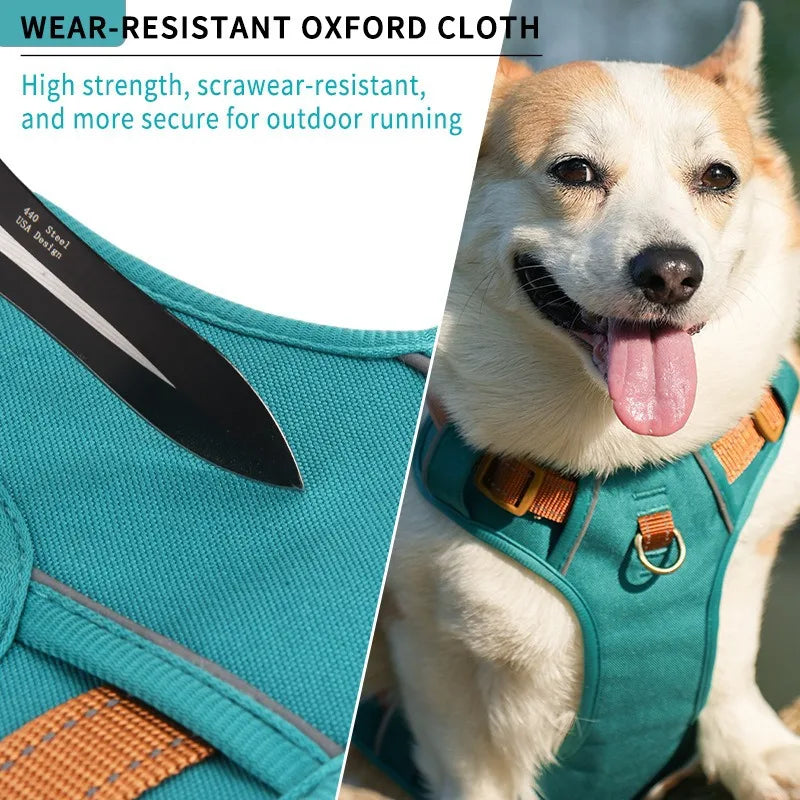 Pet Adjustable Vest Harnesses Soft Mesh Fabric Pete PU Leather Strap Explosion-proof Punch Reflective Strip Type Dog Chest Strap