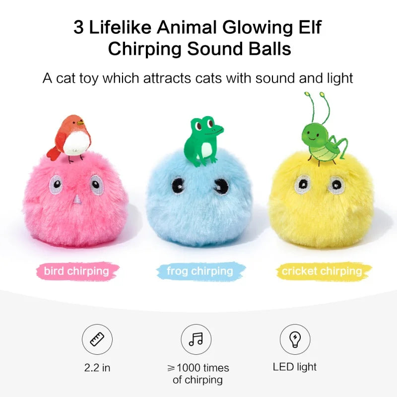 Pelota interactiva inteligente para gatos, juguete de peluche eléctrico con hierba gatera para entrenamiento, juguete con sonido táctil para mascotas, pelota de juguete con chirrido.