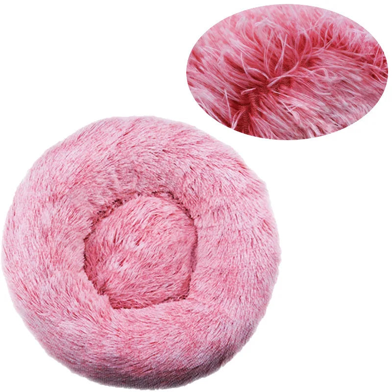Cama redonda para perros, cálida y de invierno, para gatos, cesta de felpa, lavable, para perros pequeños, medianos y grandes, sofá para gatos.
