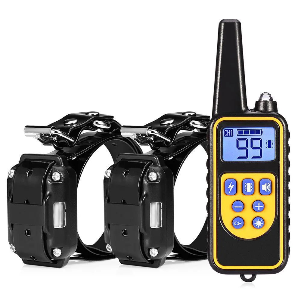 Electric Dog Training Collar Rechargeable Anti Barking Shock Vibration Collar Waterproof Trainer for All Dogs Pet with Clicker