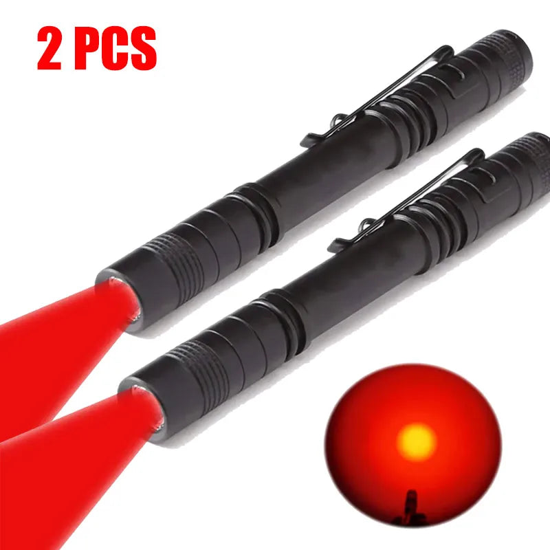 Red Light Penlight One Mode Red Light Flashlight for Camping Hiking Animal Protecting Beekeeping Detecting Aviation Night Vision