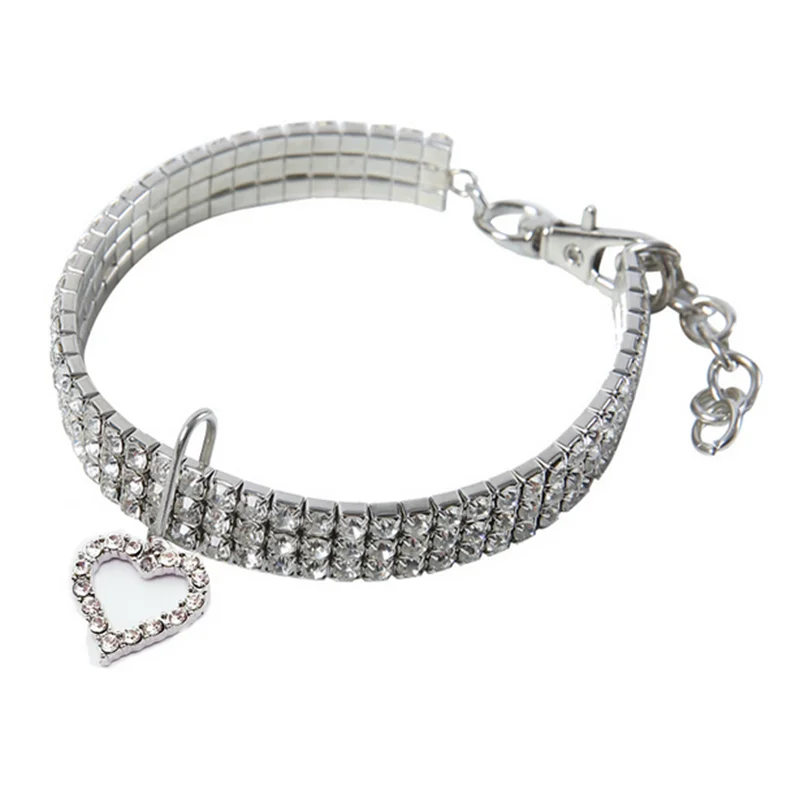 Bling Rhinestone Dog Collar Crystal Puppy Chihuahua Pet Dog Collars Leash For Small Medium Dogs Mascotas Accessories S M L Pink