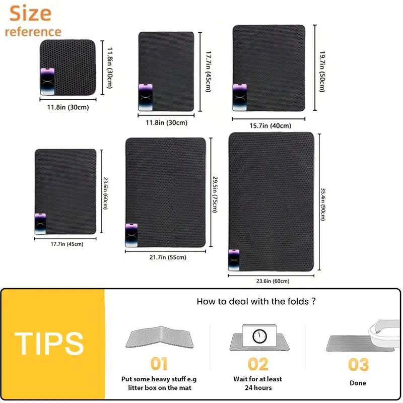 Alfombrilla para arena de gatos antideslizante, grande, con filtro, de doble capa, resistente al desgaste, impermeable, suministros de limpieza para mascotas