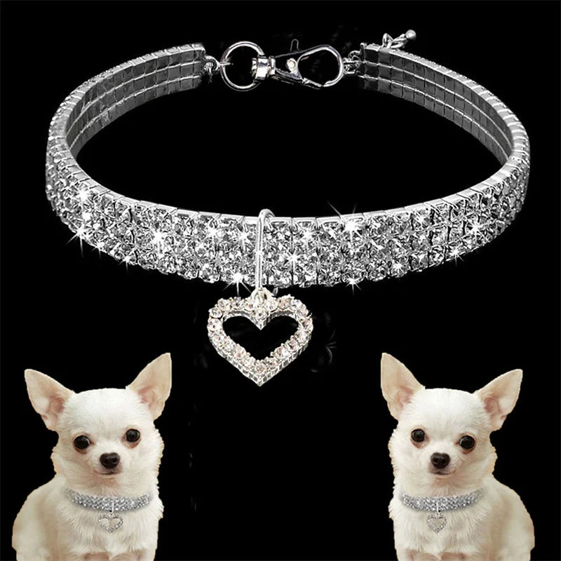 Bling Rhinestone Dog Collar Crystal Puppy Chihuahua Pet Dog Collars Leash For Small Medium Dogs Mascotas Accessories S M L Pink