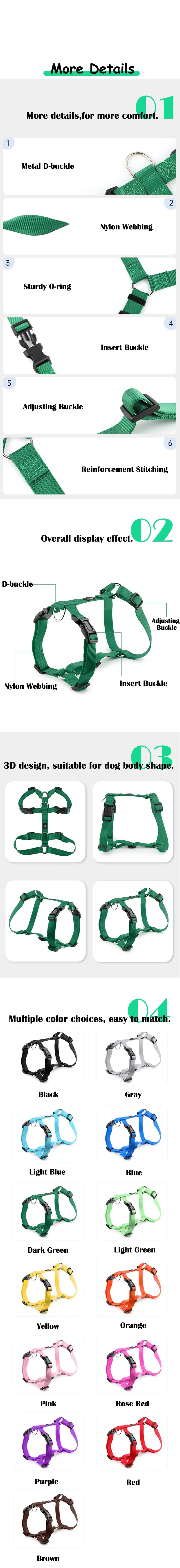 Husky H-Shaped Pet Dog Harness Explosion-Proof Soft Chest Strap Medium Large Dog Traction Durable Nylon Pet Leash Accessories