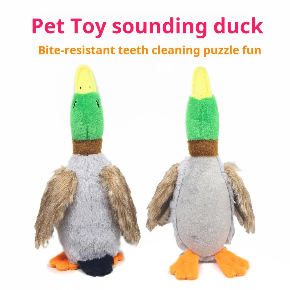 Plush Green Head Duck Squeaky Toy Realistic Wild Duck Design Chew-Resistant Durable Dog Toy for Puppies Interactive Pet Supplies