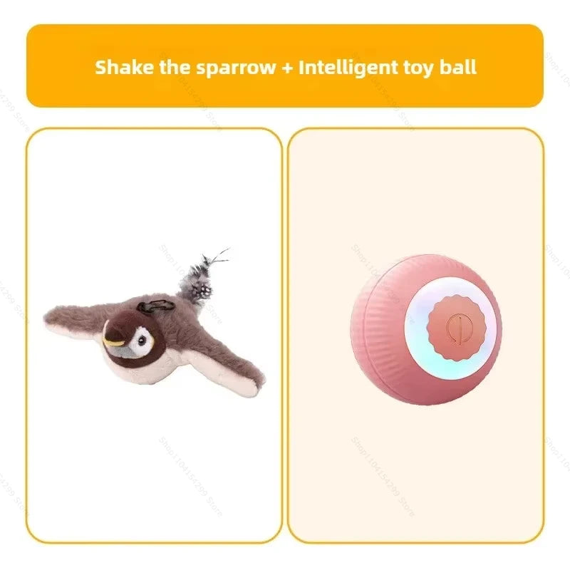 Juguetes interactivos para gatos, pájaro volador recargable, juguete para gatos que canta y aletea (sin volar), se puede agregar hierba gatera, juguete de peluche activado al tacto.