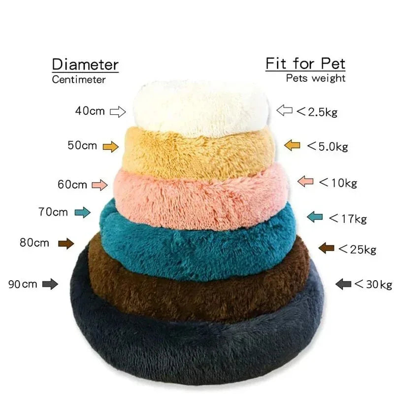 Cama redonda para perros, cálida y de invierno, para gatos, cesta de felpa, lavable, para perros pequeños, medianos y grandes, sofá para gatos.