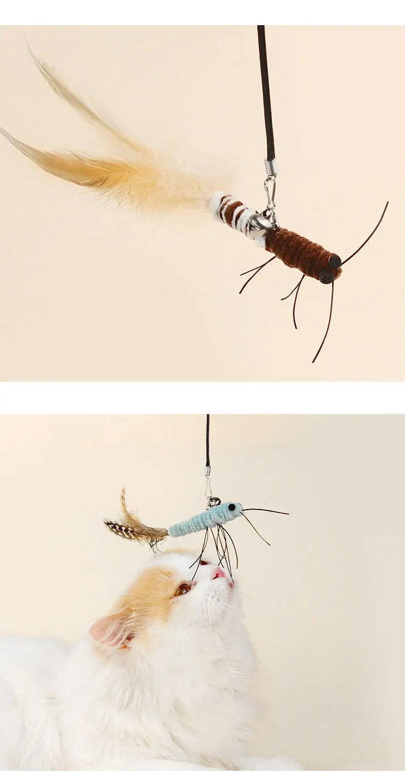 Dr.DC Teasing Cat Stick Head with or without Wire Stick Dragonfly Feather Cat Supplies Interactive Fun Pet Cat Toy Accessories