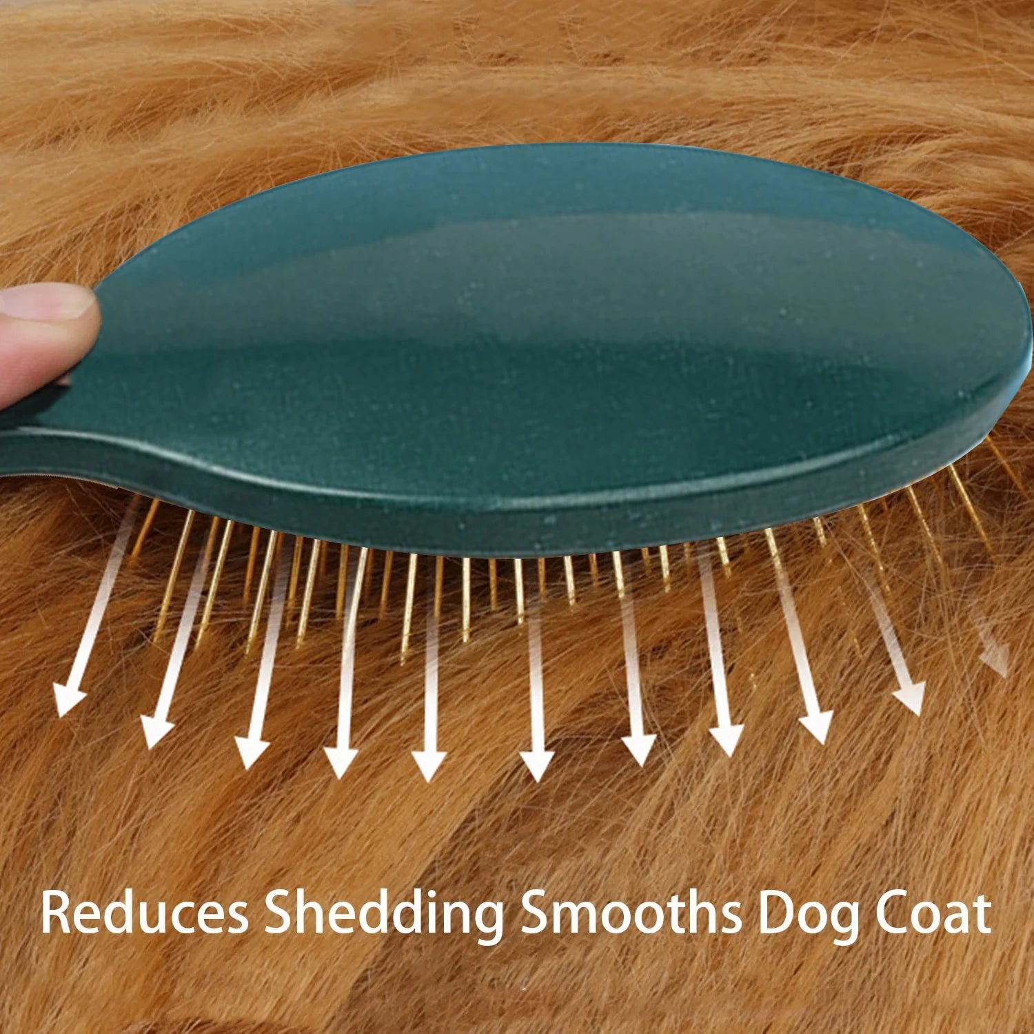 Pet Grooming Detangler Pin Dog Brush for Shedding & Removing Loose Fur, Lightweight ABS with Gold Plated Pins for Long Hair