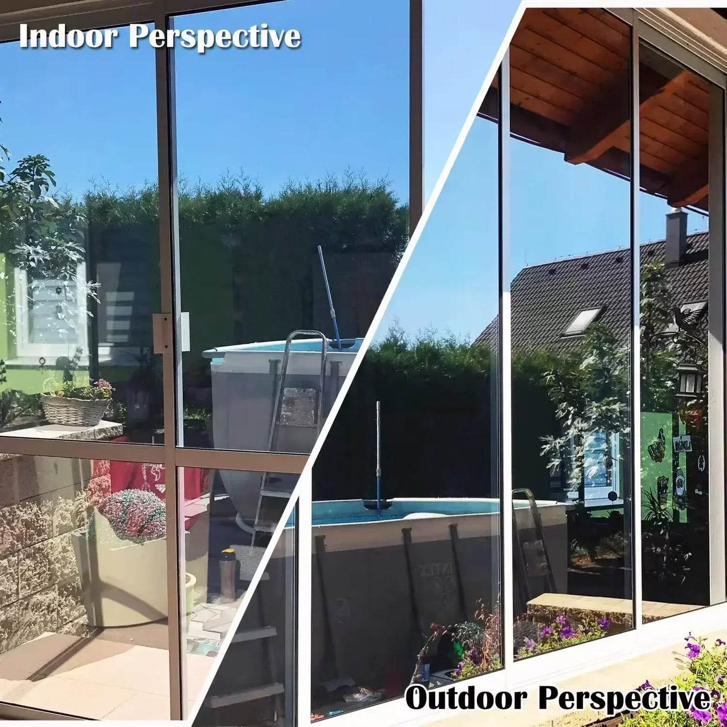 Silver Transparent Sunscreen Film Vinyl Self-Adhesive One Way Mirror PET UV-Proof Drop-Shipping Daytime Private Glass Sticker