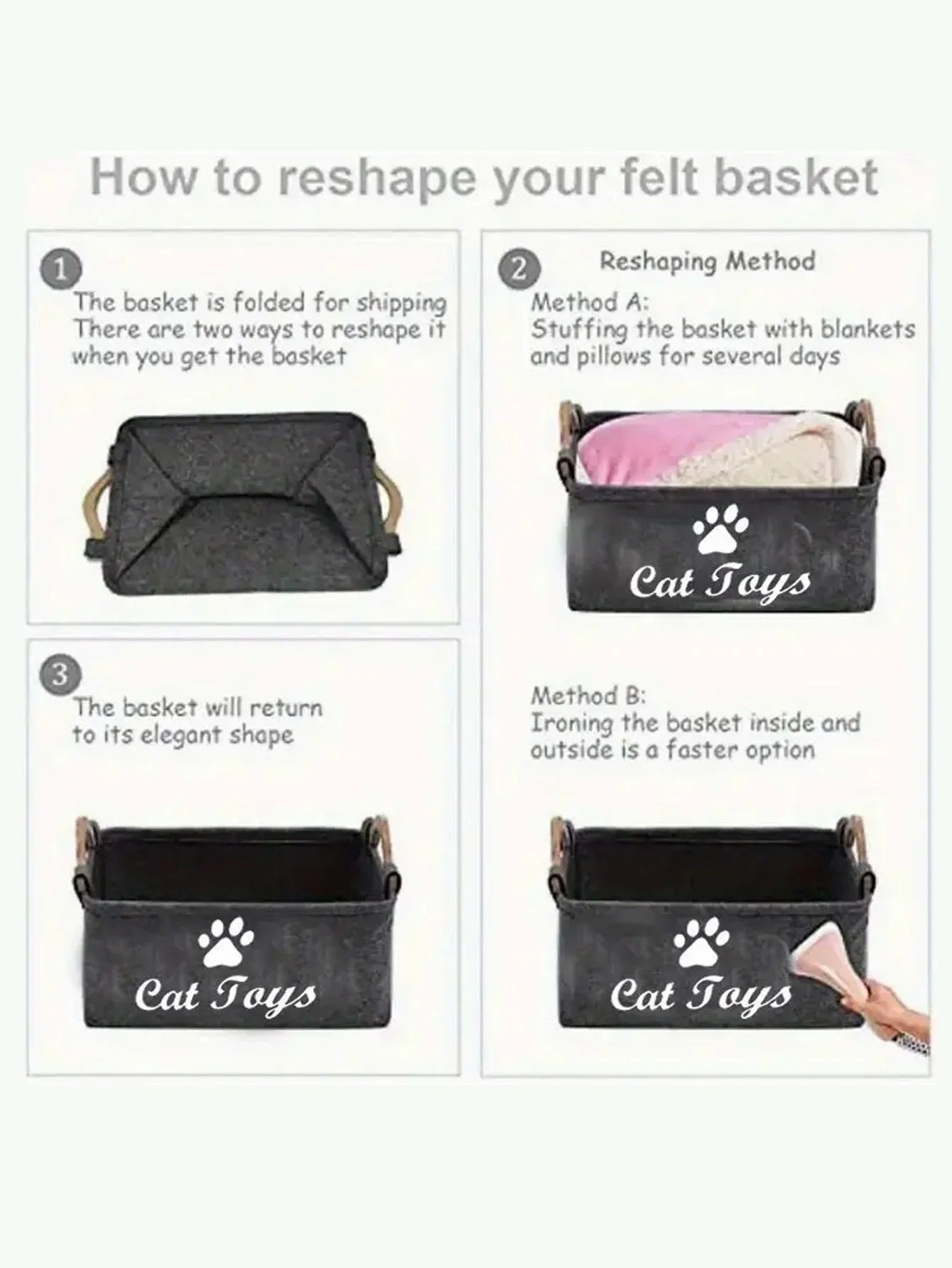 Pet Toy Box Felt Cat and Dog Toy Box Personalized Toy Organizer Box Toy Storage Box Clothes Storage Box Collar Storage