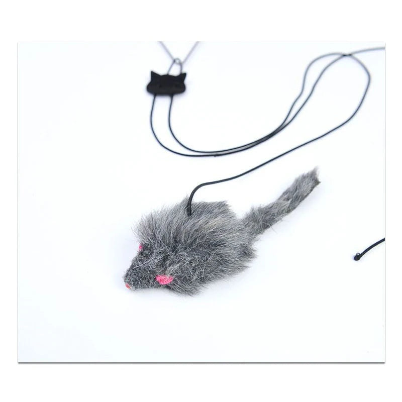 Juguete colgante para puerta con forma de ratón, para gatos, con clip elástico, para saltar, para aliviar el estrés y la ansiedad, ideal para mascotas.