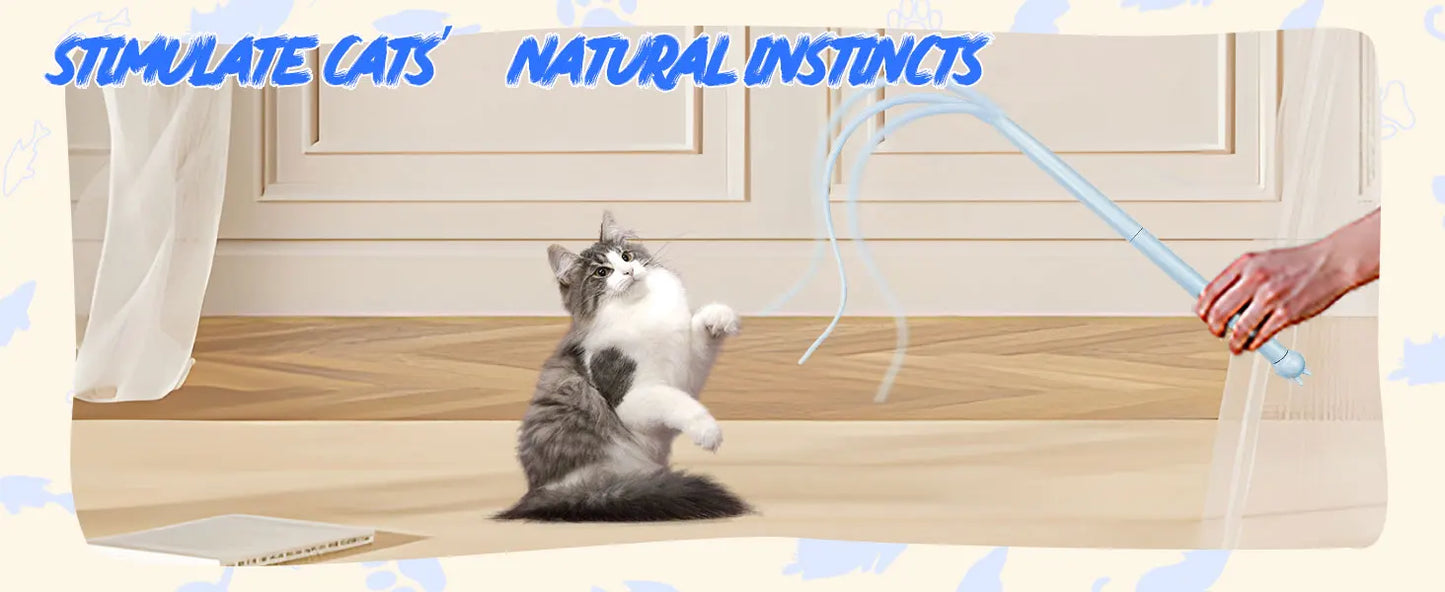 Silicone Cat Teaser Stick Simulation Mouse Tail Cat Interactive Bite Resistant Toy,Durable To Bite, Highly Entertaining
